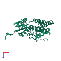 PDB entry 2yv7 coloured by chain, top view.