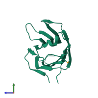 PDB entry 2yv8 coloured by chain, side view.
