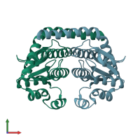 PDB entry 2yva coloured by chain, front view.