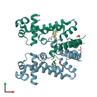 PDB entry 2yve coloured by chain, front view.