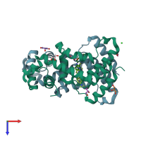 PDB entry 2yve coloured by chain, top view.