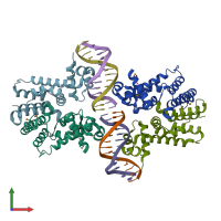 PDB entry 2yvh coloured by chain, front view.