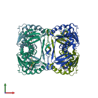 PDB entry 2yvl coloured by chain, front view.