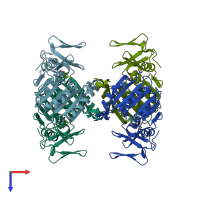 PDB entry 2yvl coloured by chain, top view.