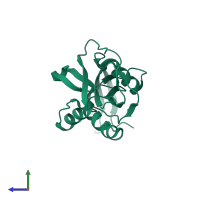 PDB entry 2yvn coloured by chain, side view.