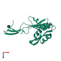 PDB entry 2yvn coloured by chain, top view.