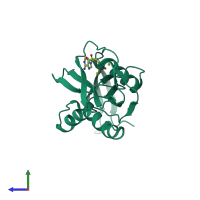 PDB entry 2yvo coloured by chain, side view.