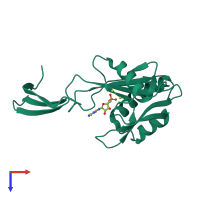 PDB entry 2yvo coloured by chain, top view.