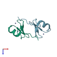 PDB entry 2yvr coloured by chain, top view.