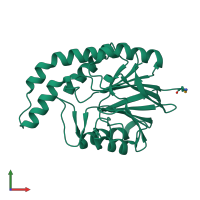 PDB entry 2yvt coloured by chain, front view.