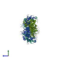 PDB entry 2yvx coloured by chain, side view.