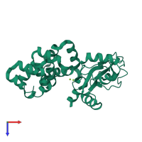 PDB entry 2yvy coloured by chain, top view.