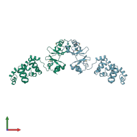 PDB entry 2yvz coloured by chain, front view.