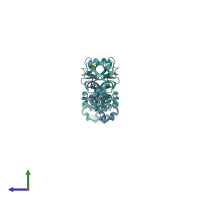 PDB entry 2yvz coloured by chain, side view.