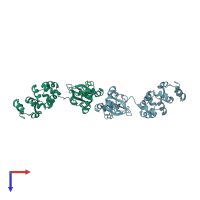 PDB entry 2yvz coloured by chain, top view.