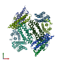 PDB entry 2yw7 coloured by chain, front view.