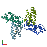 PDB entry 2ywa coloured by chain, front view.