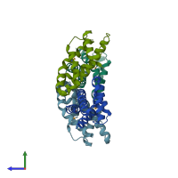 PDB entry 2ywa coloured by chain, side view.