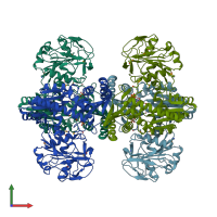 PDB entry 2ywc coloured by chain, front view.