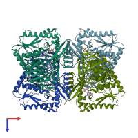 PDB entry 2ywc coloured by chain, top view.