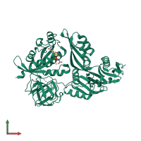 PDB entry 2ywf coloured by chain, front view.