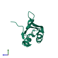 PDB entry 2ywk coloured by chain, side view.