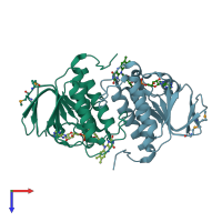 PDB entry 2ywl coloured by chain, top view.