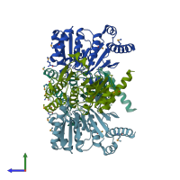 PDB entry 2ywm coloured by chain, side view.