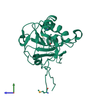 PDB entry 2ywo coloured by chain, side view.