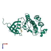 PDB entry 2ywp coloured by chain, top view.