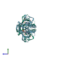 PDB entry 2ywv coloured by chain, side view.