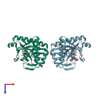 PDB entry 2ywv coloured by chain, top view.