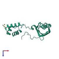 PDB entry 2yx7 coloured by chain, top view.
