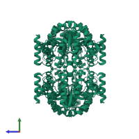 4-hydroxy-tetrahydrodipicolinate synthase in PDB entry 2yxg, assembly 1, side view.