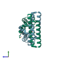 PDB entry 2yxh coloured by chain, side view.