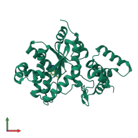 PDB entry 2yxn coloured by chain, front view.