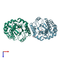 PDB entry 2yxo coloured by chain, top view.