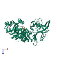 PDB entry 2yxx coloured by chain, top view.
