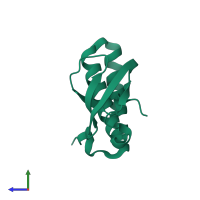 PDB entry 2yxy coloured by chain, side view.