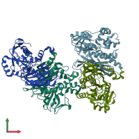 PDB entry 2yxz coloured by chain, front view.