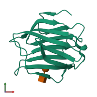 PDB entry 2yy1 coloured by chain, front view.