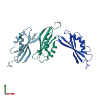 PDB entry 2yy3 coloured by chain, front view.
