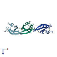 PDB entry 2yy3 coloured by chain, top view.