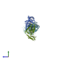 PDB entry 2yy5 coloured by chain, side view.