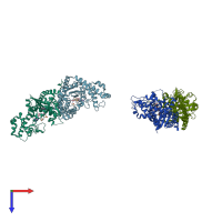 PDB entry 2yy5 coloured by chain, top view.