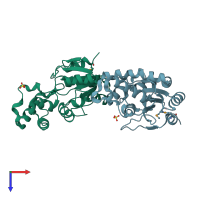 PDB entry 2yy6 coloured by chain, top view.