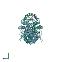 PDB entry 2yya coloured by chain, side view.