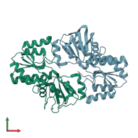 PDB entry 2yyb coloured by chain, front view.