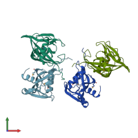 PDB entry 2yyh coloured by chain, front view.