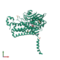 PDB entry 2yyj coloured by chain, front view.